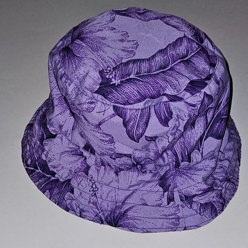 1 Reversible Pink Purple Tropical Bucket Hat Toddler One Size Vacation Beach